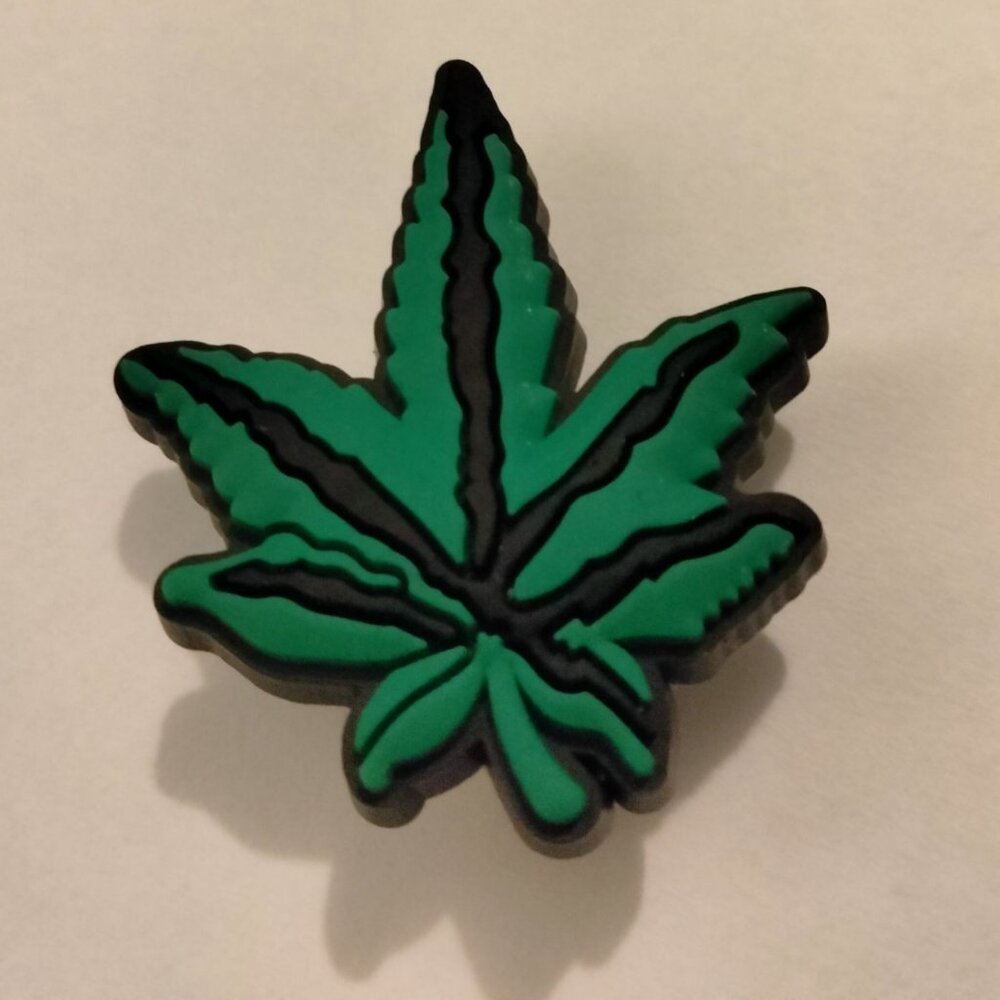 Cannabis Shoe Charm Green Marijuana Leaf  PVC Material 1 Inch Decoration